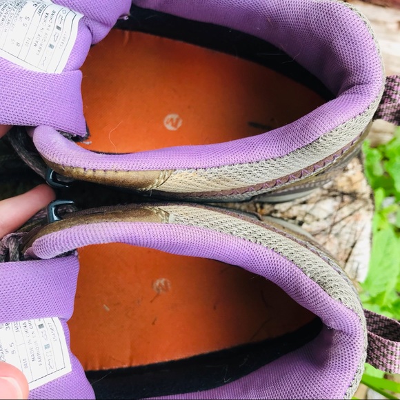 Merrell Brindle Mid Top Select Dry Grip Hiking Trail Shoes US 8 Olive & Lilac - Picture 8 of 11